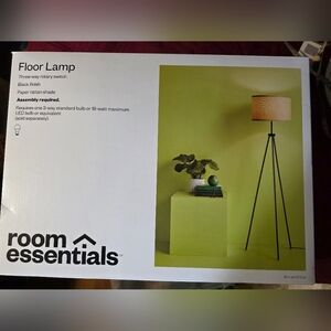 Room Essentials Black Tripod Floor Lamp with Beige Shade